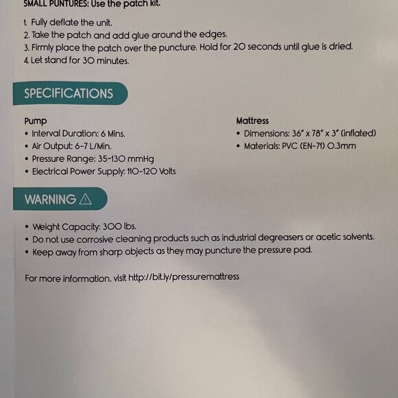 Vive Alternating Pressure Pad Air Mattress Topper with Ultra Quiet Pump LVA1004 - Picture 10 of 10